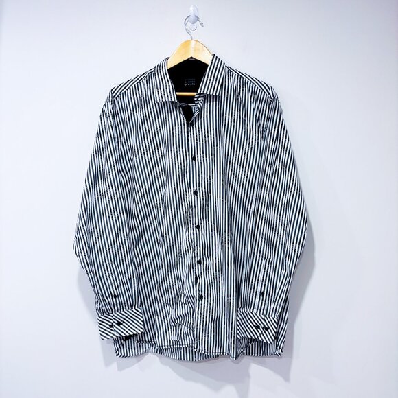 Orvieto Other - ORVIETO Black White Striped Floral Button Down Shirt | 2XL